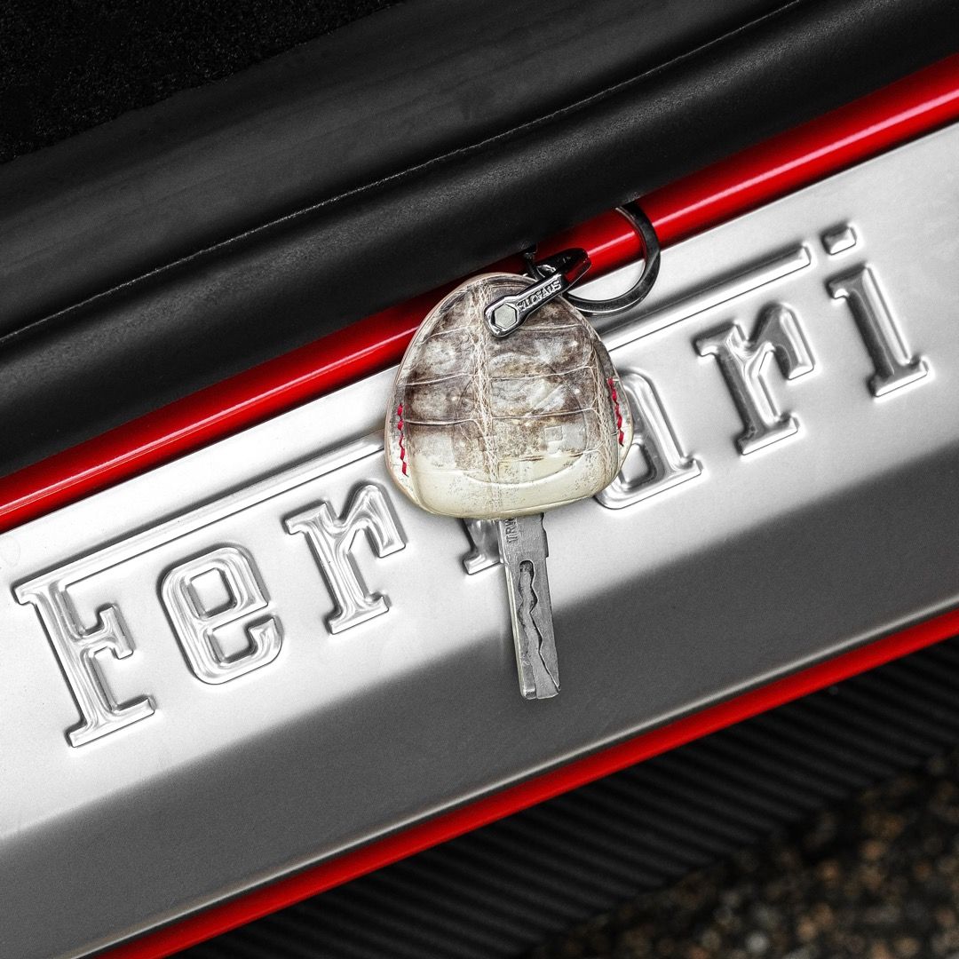 Custom Car Key Covers for Ferrari 458 in Natural Himalayan Crocodile Leather, Car Accessories