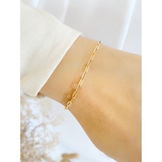 Jo Atelier Small Paper Clip Bracelet 17K Yellow Gold 18 Cm