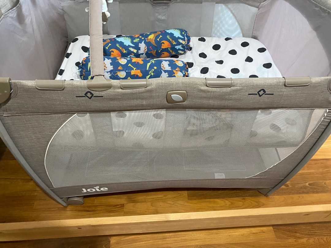 Joie travel cot + latex baby safe mattress, Babies & Kids, Baby Nursery