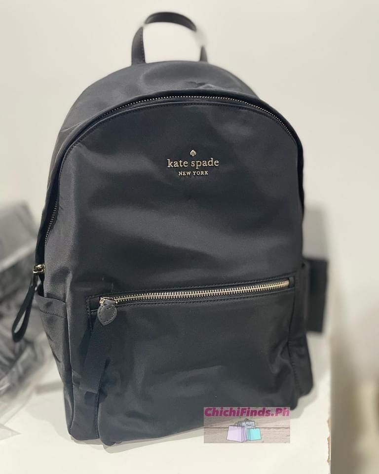 Black leather backpack kate spade on sale