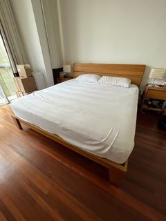 King size bed frame and matching side tables for sale