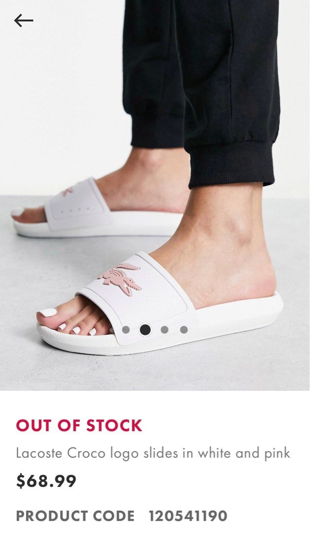 Lacoste sliders Lacoste pink and white sliders Lacoste white