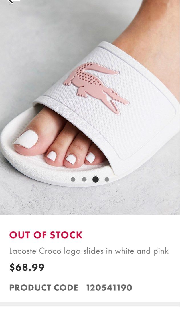 Lacoste sliders Lacoste pink and white sliders Lacoste white sliders