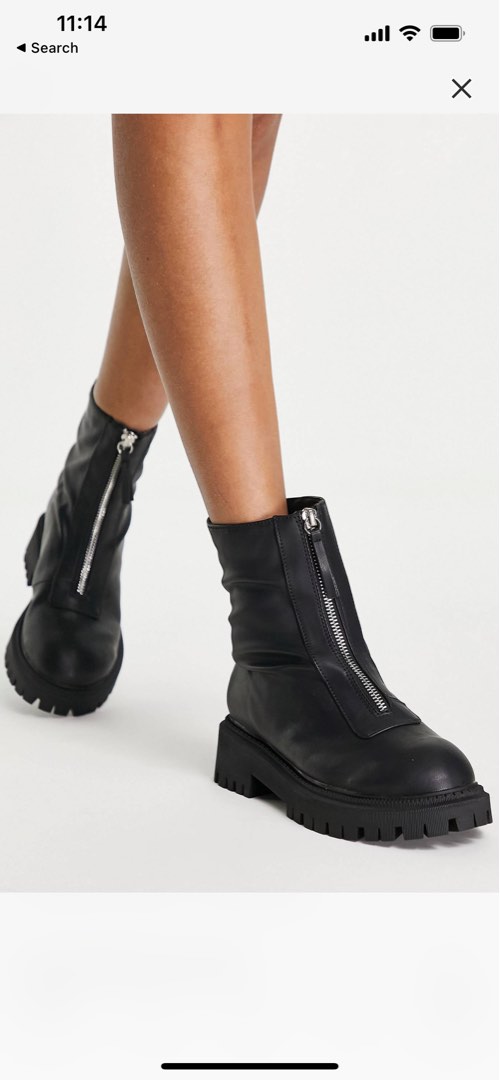 London rebel zip front wide fit boots Women s Fashion Footwear