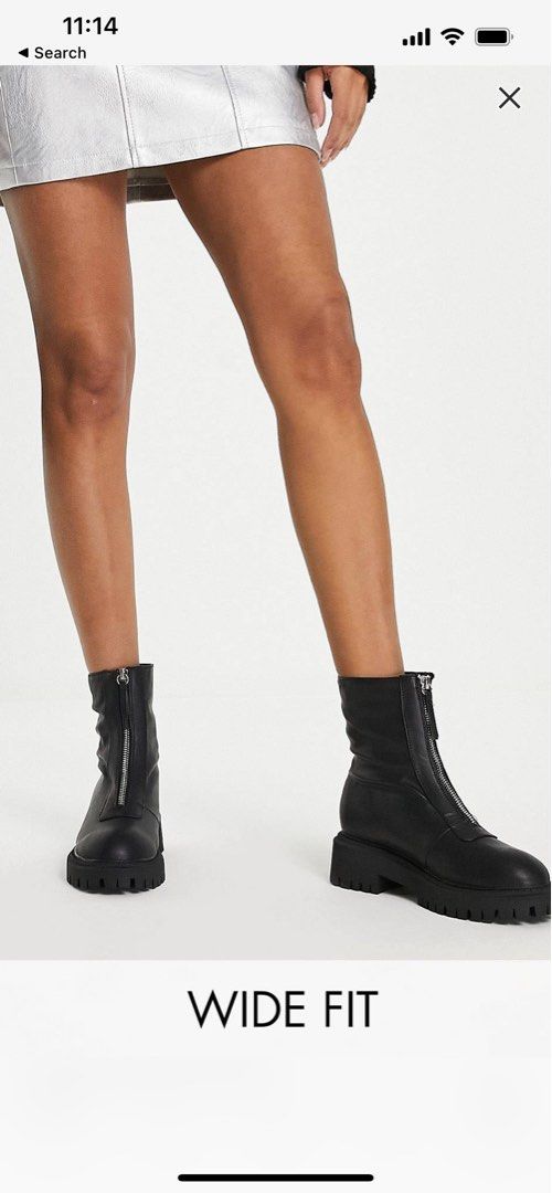 London rebel zip front wide fit boots Women s Fashion Footwear