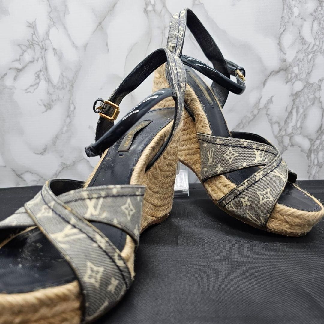 Louis Vuitton, Shoes, Authentic Louis Vuitton Idylle Logo Denim Thong  Sandals