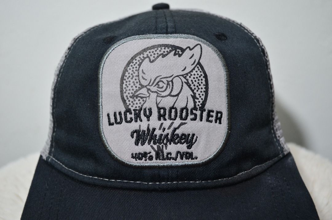 Lucky rooster whiskey hat top