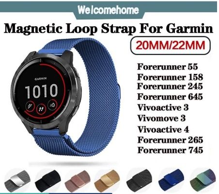 Magnetic Metal Strap For Garmin Vivoactive 3/4 Stainless Steel