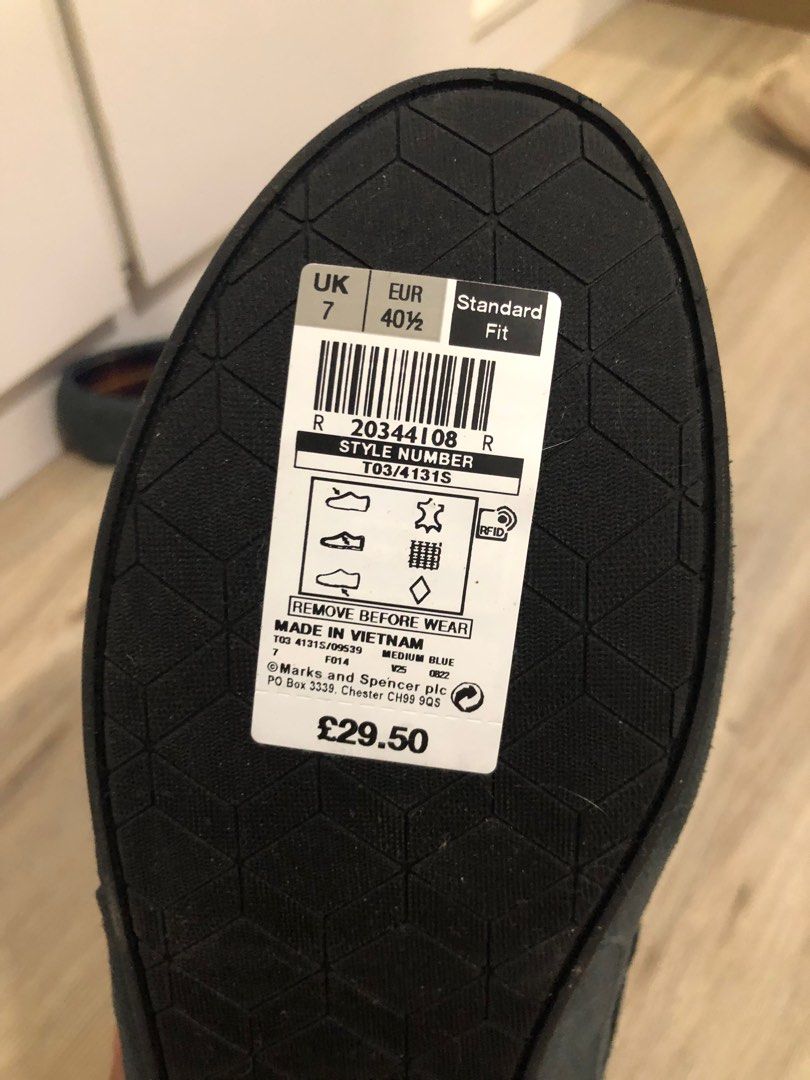 Marks and Spencer s Moccasins Loafers in Navy Blue Suede