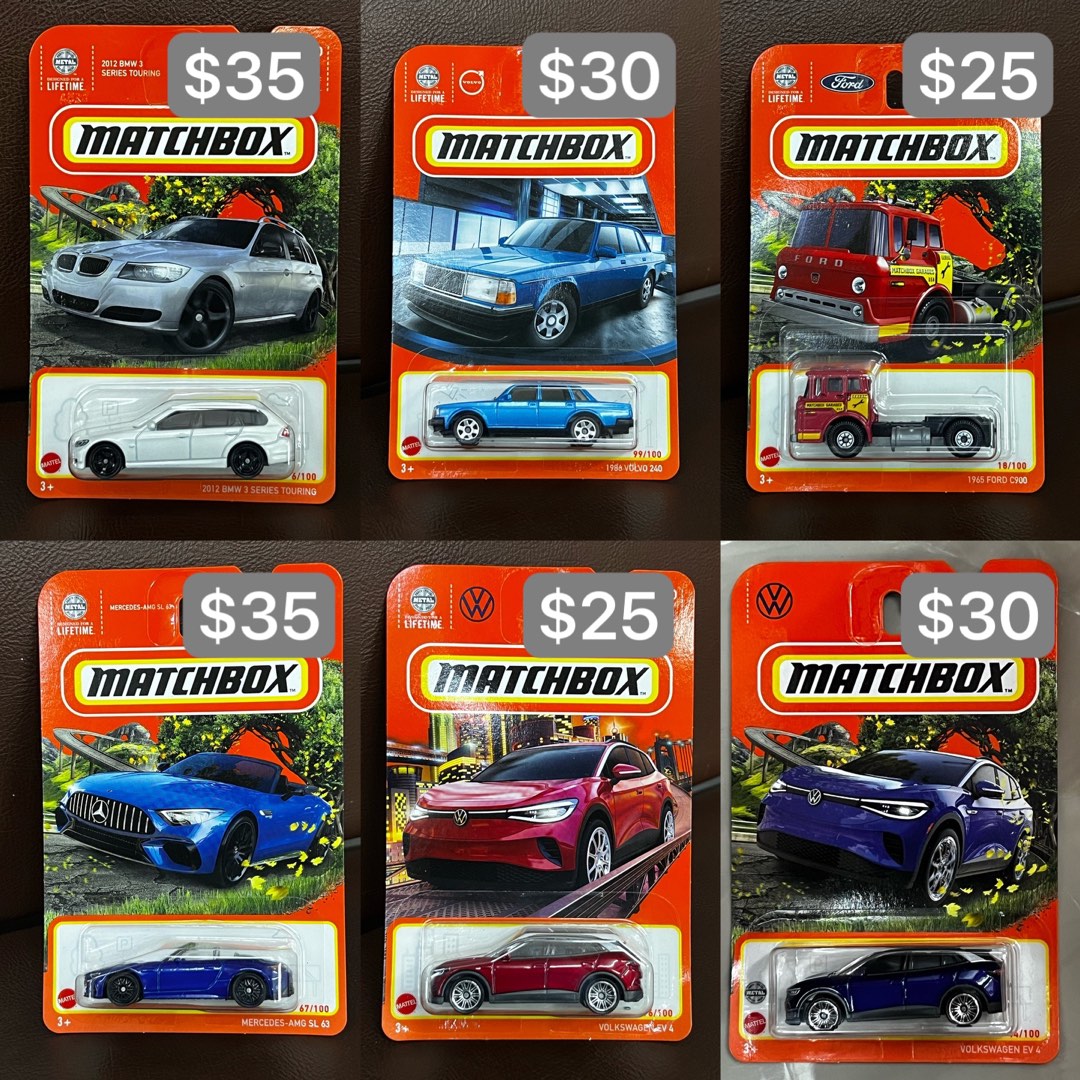 Matchbox Identification Guide Matchbox Volkswagen ID 4 / BMW Touring / Ford C900 / Mercedes MG SL 63 ...