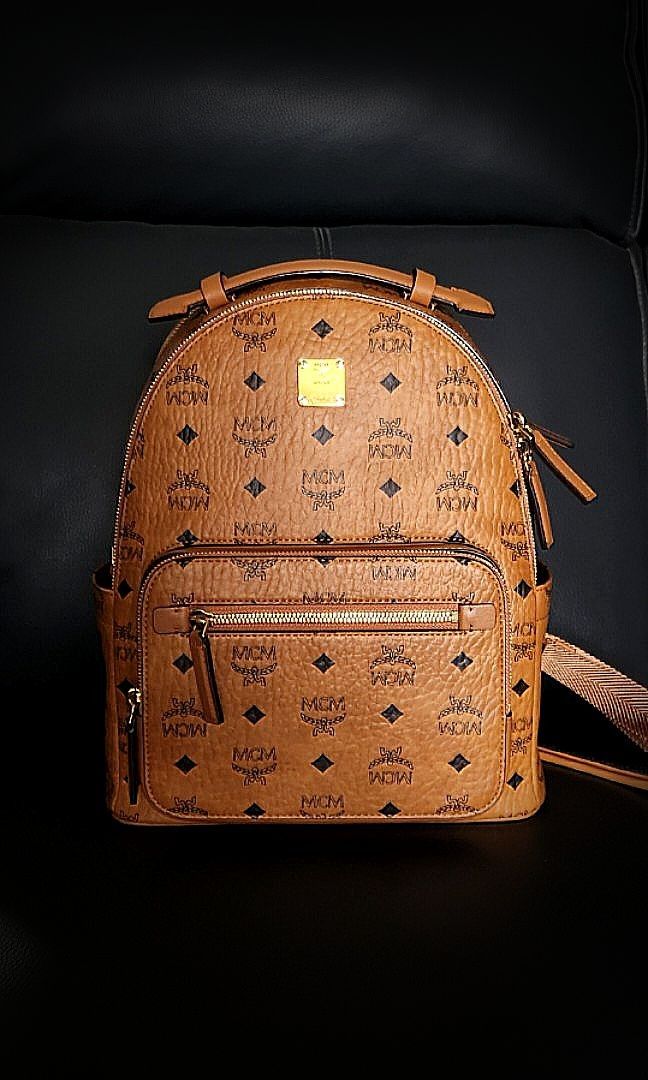 MCM Stark Backpack in Visetos Cognac Luxury Bags Wallets on