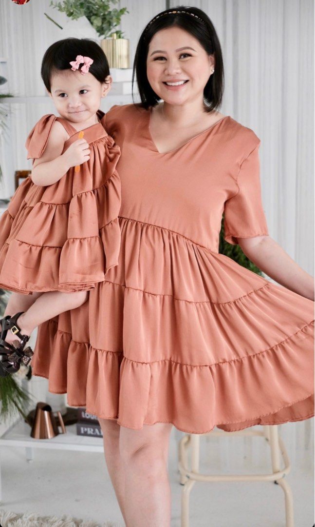 Mom and Daughter Terno Dress in Teracotta