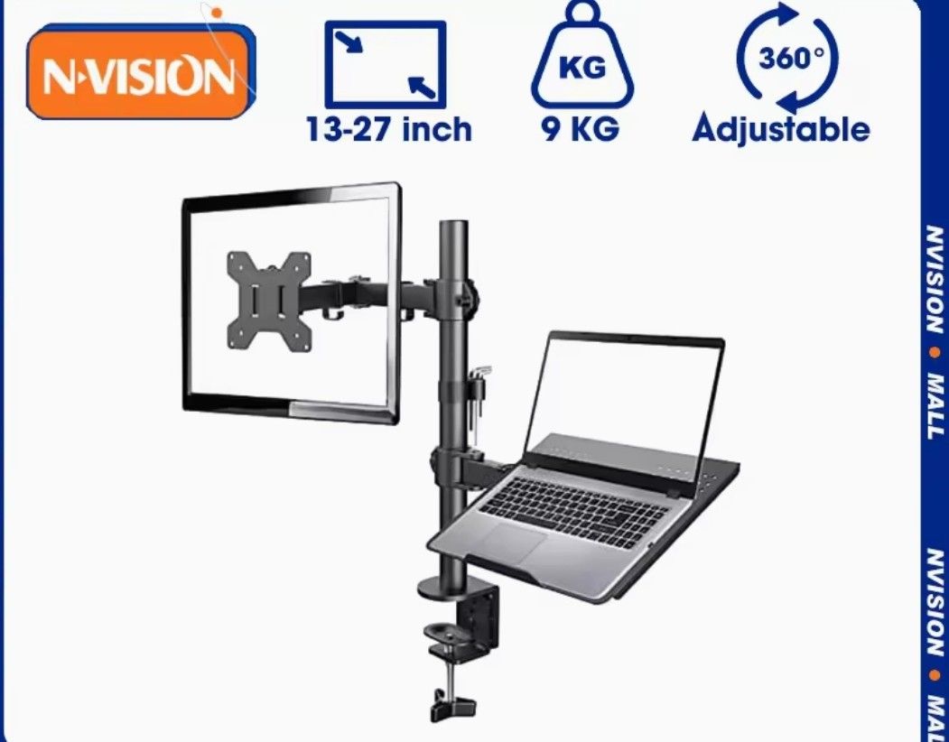 Monitor and Laptop Stand Monitor Mount Monitor Arm Stand 2 Full Motion Adjustable Arms 360