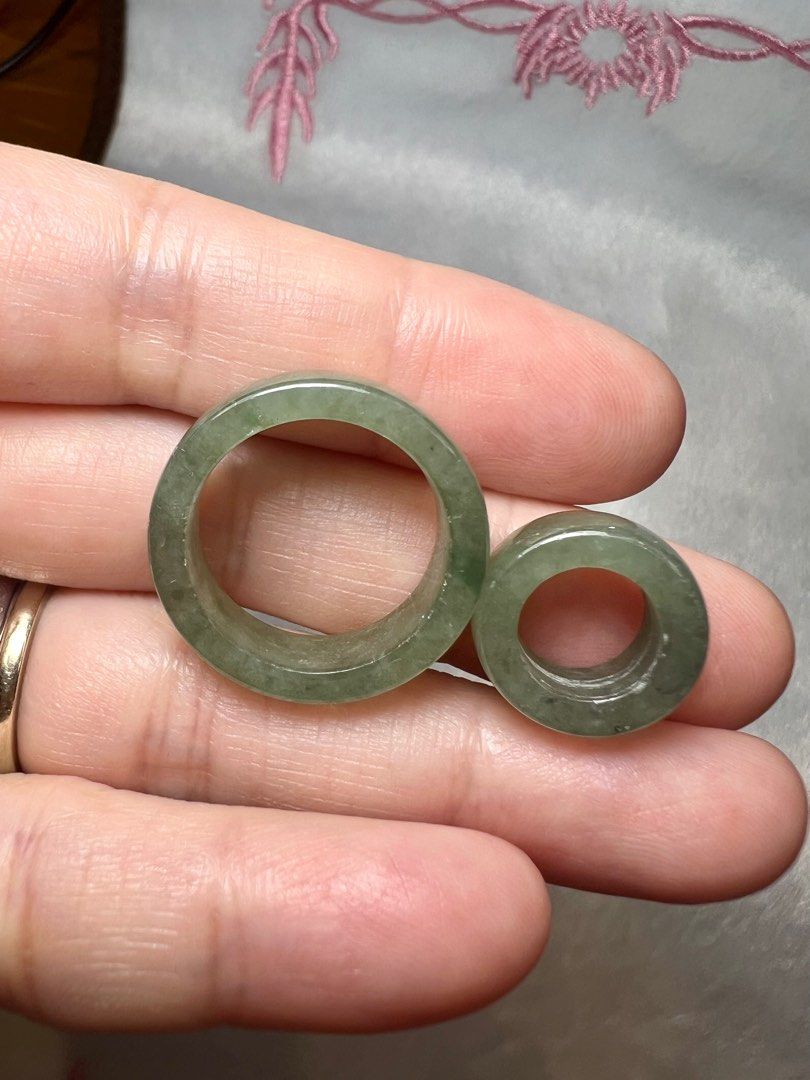 Natural Type A Myanmar Icy Full Green Flat Rings Women s Fashion