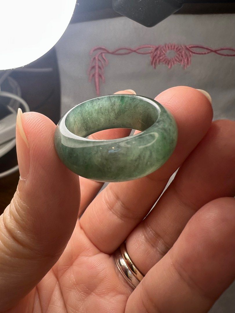 Natural Type A Myanmar Jadeite Icy Full Green Rings Women s