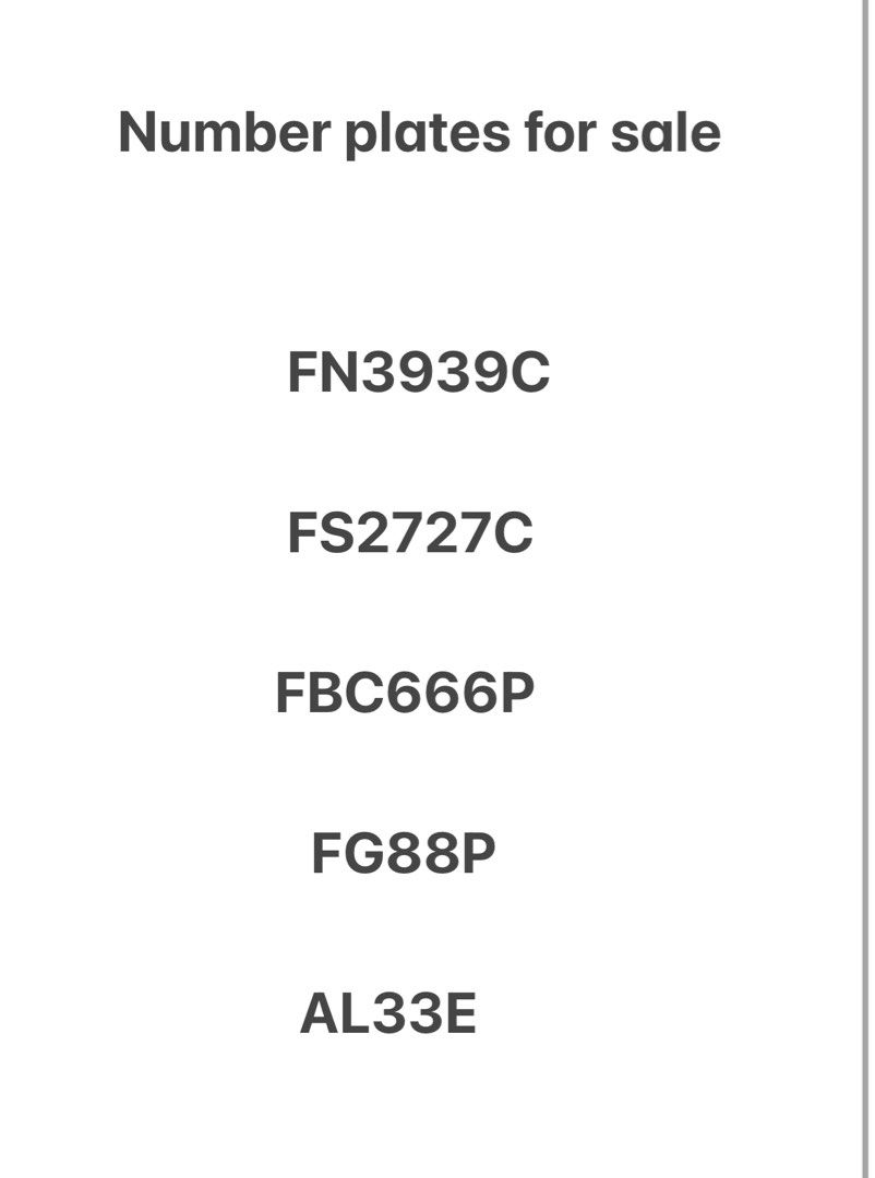 Number plate registration for sale, Motorcycles, Motorcycle Accessories