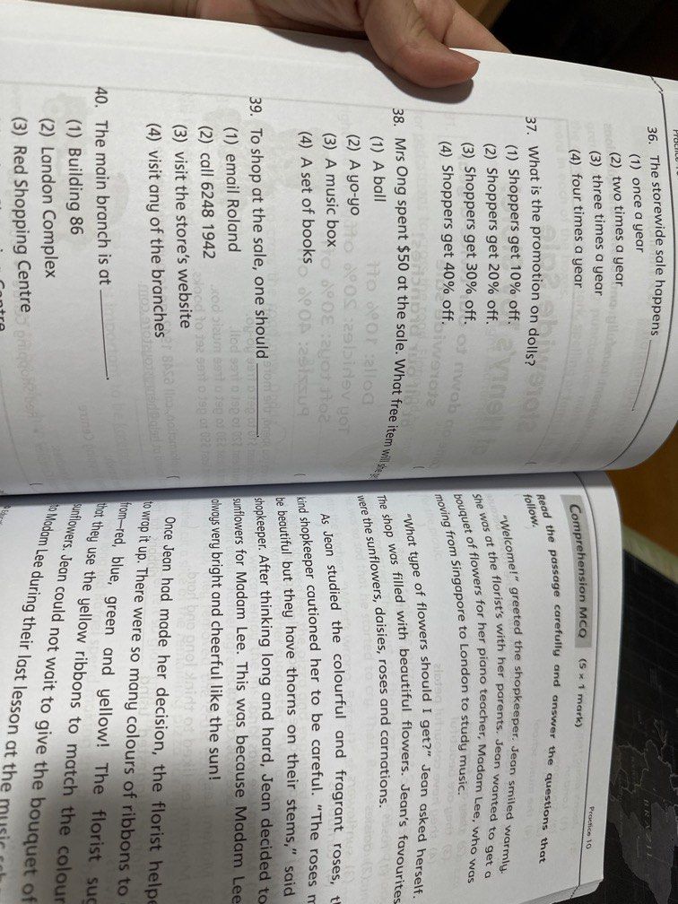 P2- English comprehension, Hobbies & Toys, Books & Magazines, Textbooks ...