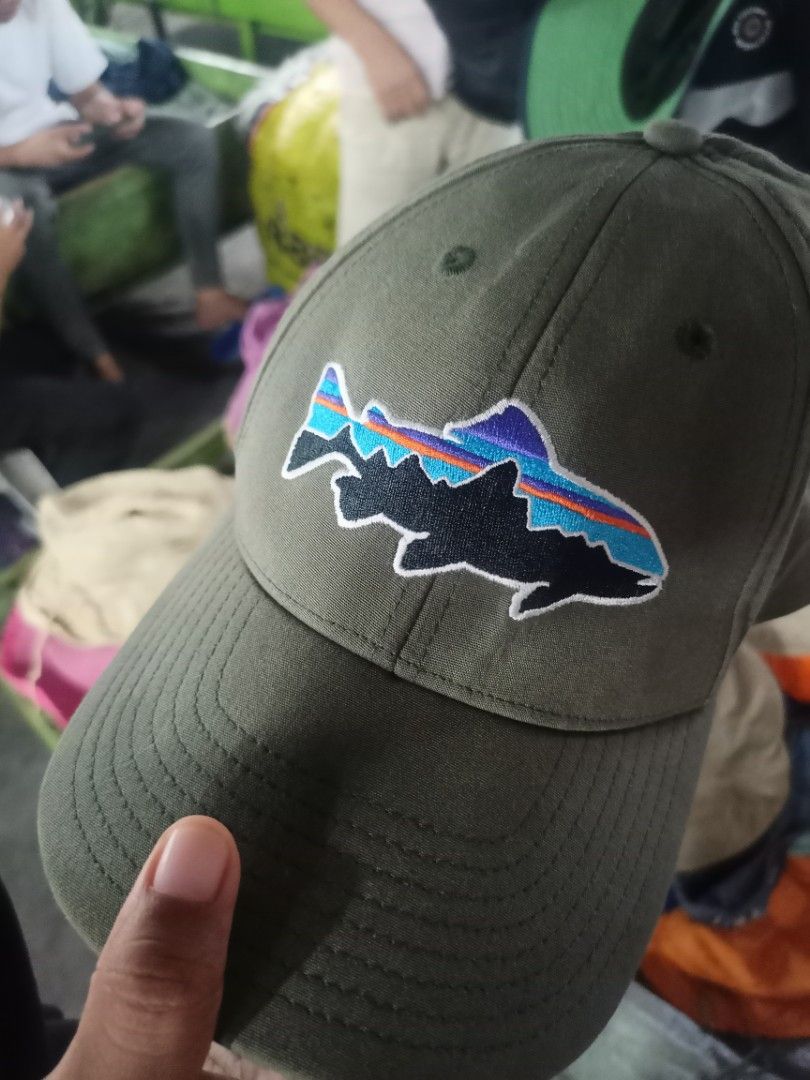 Patagonia Fitz Roy Fish Trout Hat Cap Green Close cap, Men's