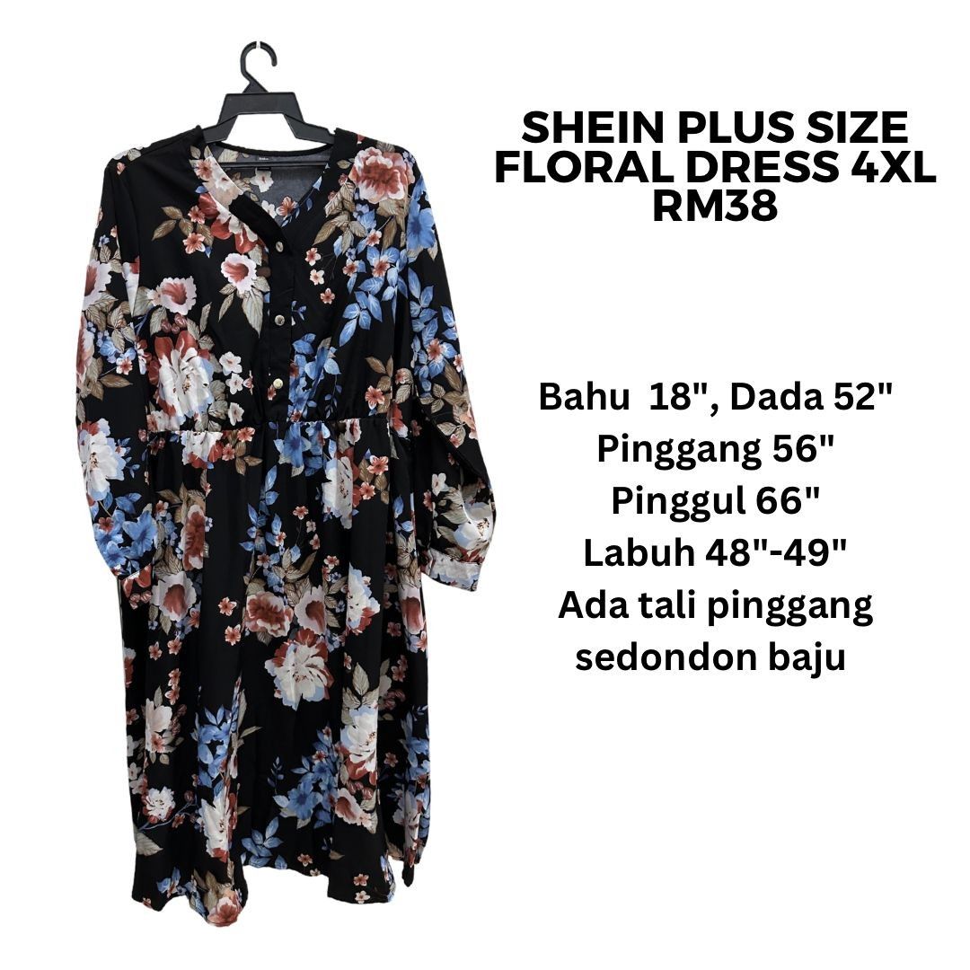Shein Floral Dress (Plus size), Women's Fashion, Dresses & Sets, Dresses on  Carousell