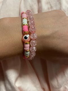 Preppy pink evil eye bracelets