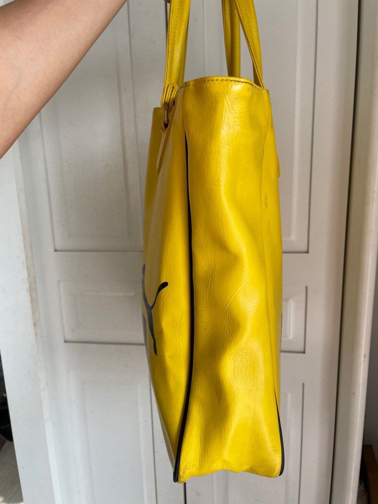Puma Retro Vintage Yellow Leather Tote Bag Women s Fashion Bags