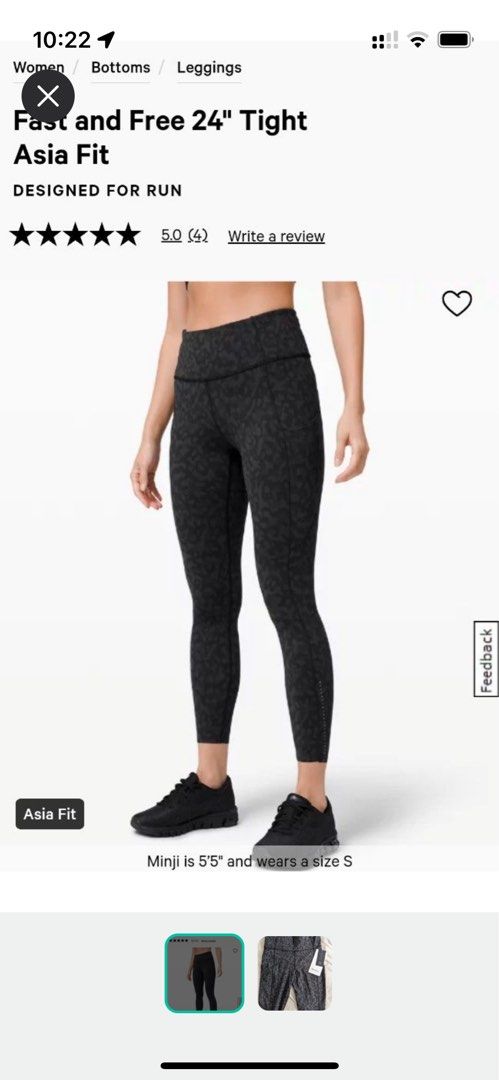 S) Lululemon fast and free Asia fit S Leopard Camo Deep Coal Multi, Women's  Fashion, Activewear on Carousell