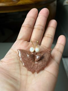 SALE! Vintage Genuine pearl butterfly brooch