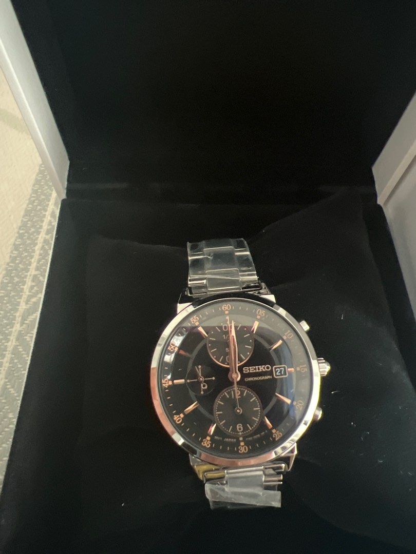 SEIKO FEMALE WATCH BLACK ROSE GOLD