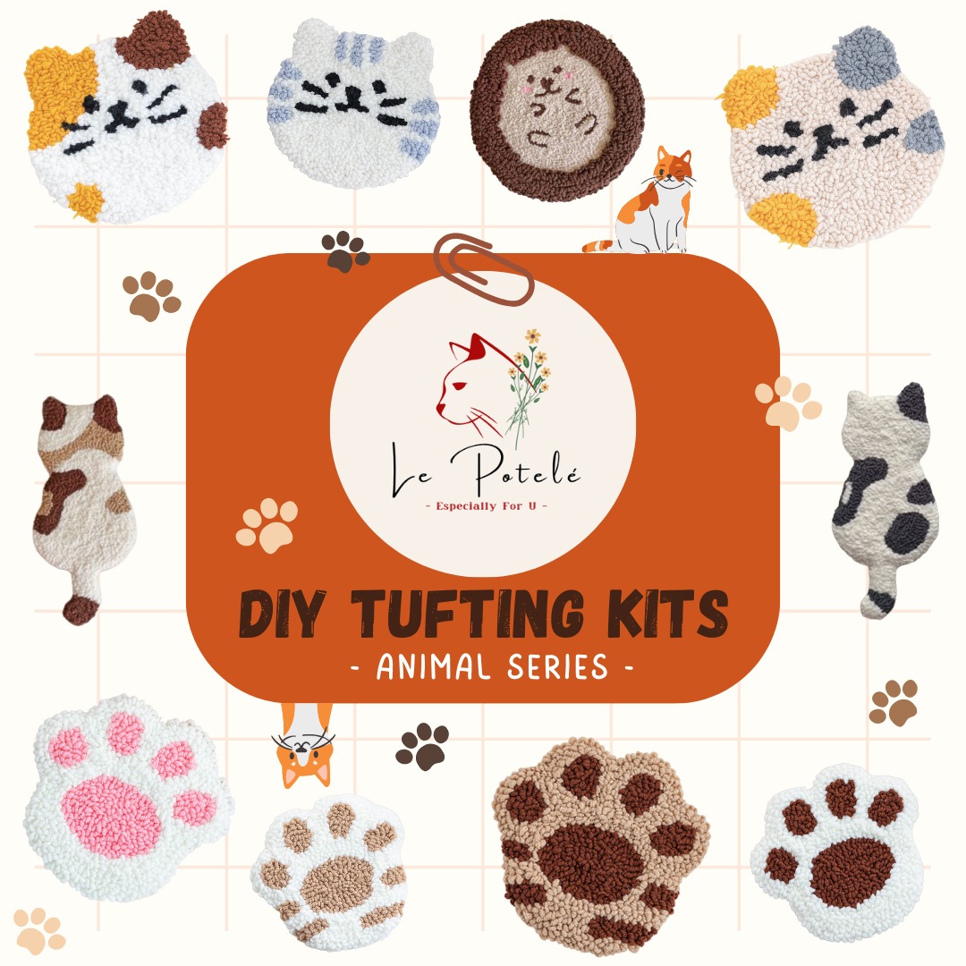 [SG Art & Craft]DIY Punch Needle Kit Animal Coaster/DIY Tufting Kit/Cat