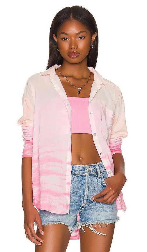 Splendid Pink Tie Dye Button Up Shirt Women s Fashion Tops