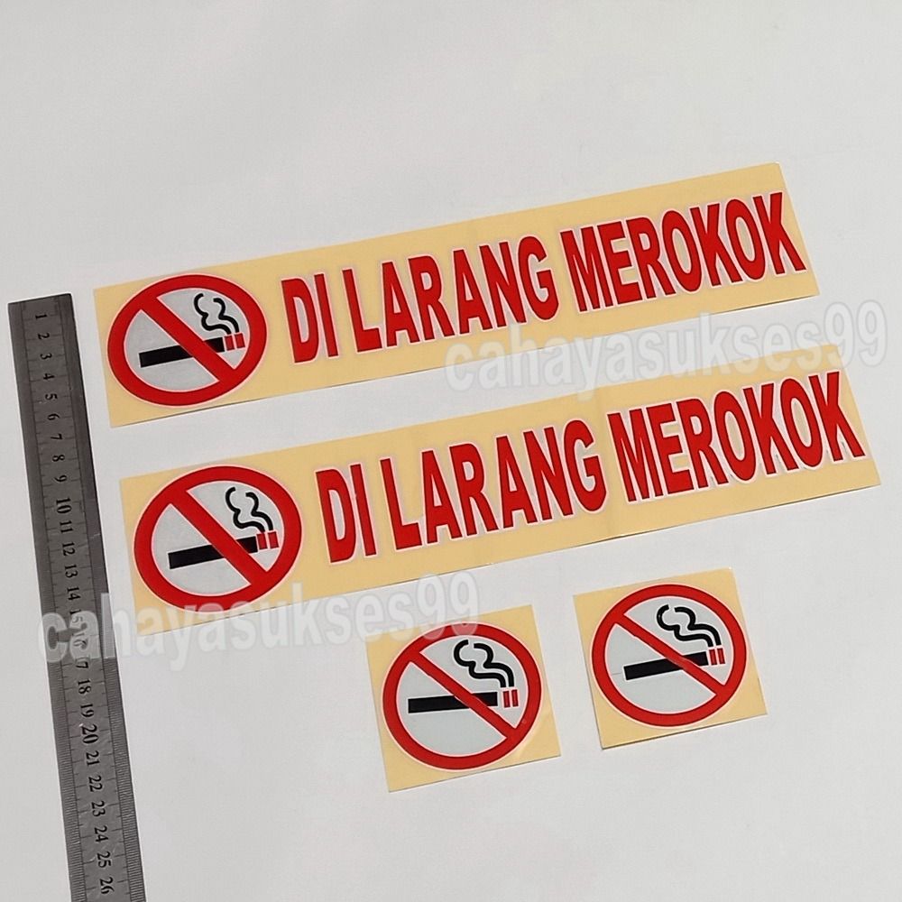 Stiker DILARANG MEROKOK 30cm Merah List Putih Reflective Sticker Label ...