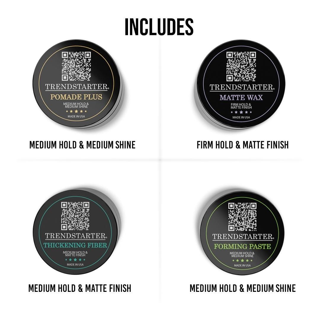 TRENDSTARTER - Men's Premium Hair Styling Sample Pack (28g - Four 7g ...