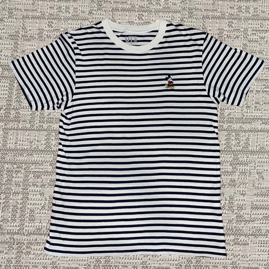 Uniqlo Mickey Mouse Striped Shirt (Category: Shirts) located in Marikina City. Submitted by icebear0821 (Listing ID 1255240872, Image 2). Description: • Size XS • Has a small hole but barely noticeable .