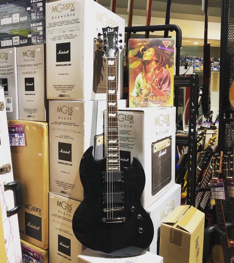 Used ESP LTD VIPER 300FM SEE THRU BLACK ELECTRIC GUITAR with Gator