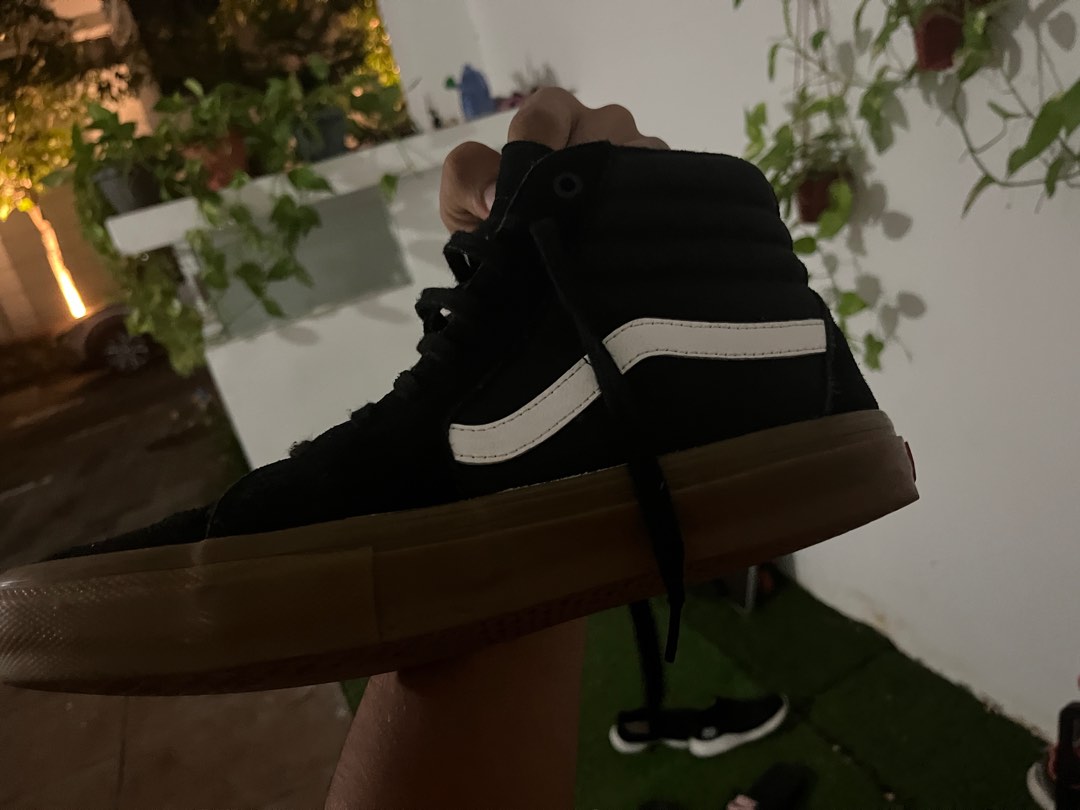 Vans sk8 hi pro black and gum skate shoes