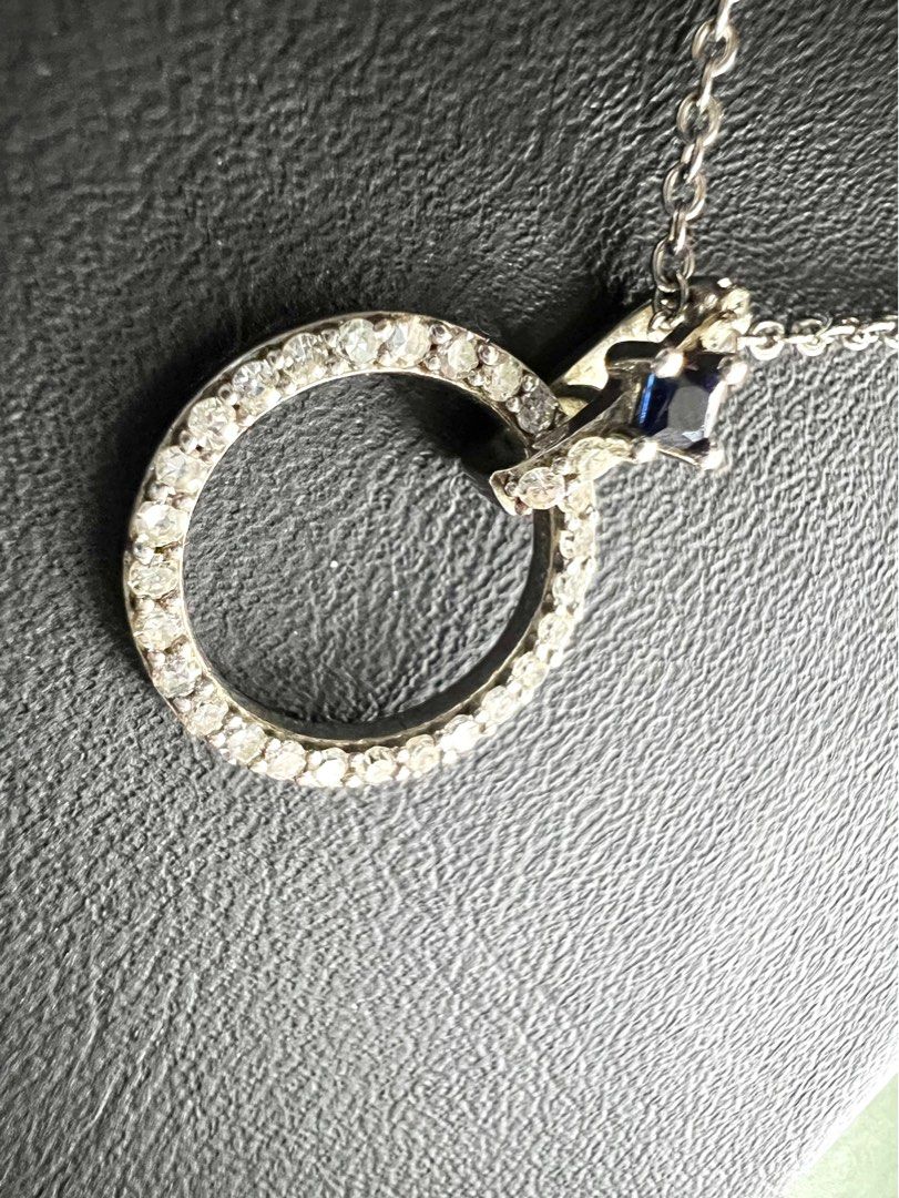 18ct White Gold Vera Wang Diamond & Sapphire Pendant Necklace