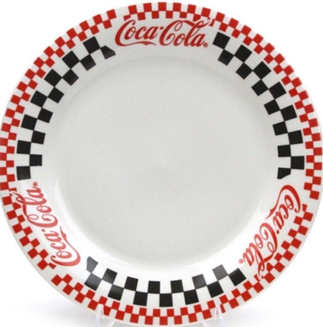Vintage Gibson Coca Cola 10 Red Black Chequered Dinner Plate