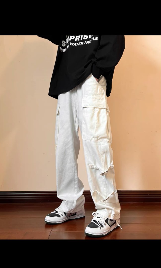 White cargo sales pants mens