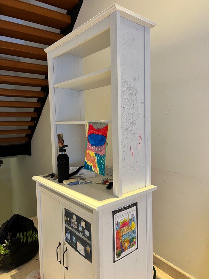 White cupboard / display case., Furniture & Home Living, Furniture