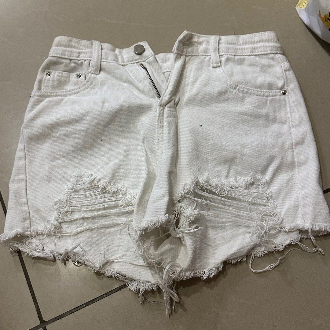 Womens white on sale ripped shorts