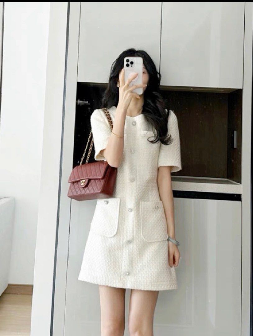 JOEN TWEED DRESS IN CREAM