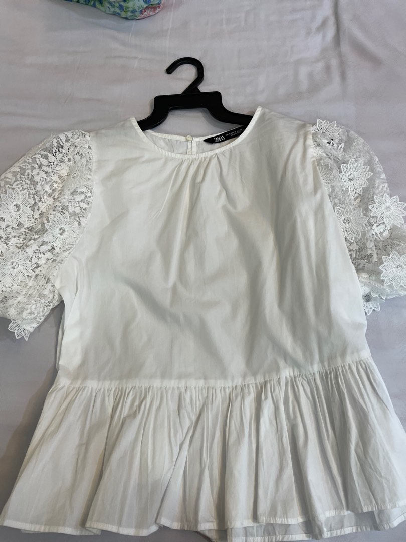 Zara white peplum top cheap