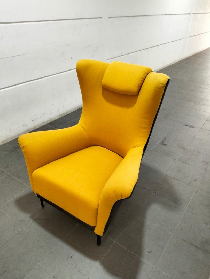 Yellow high back shop armchair