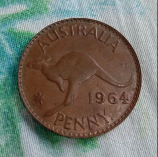 1964 One Penny Queen Elizabeth Australia coin
