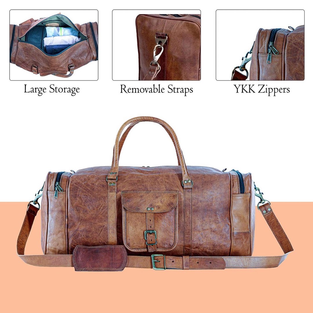 24 full grain leather duffel bag Hobbies Toys Travel Luggage