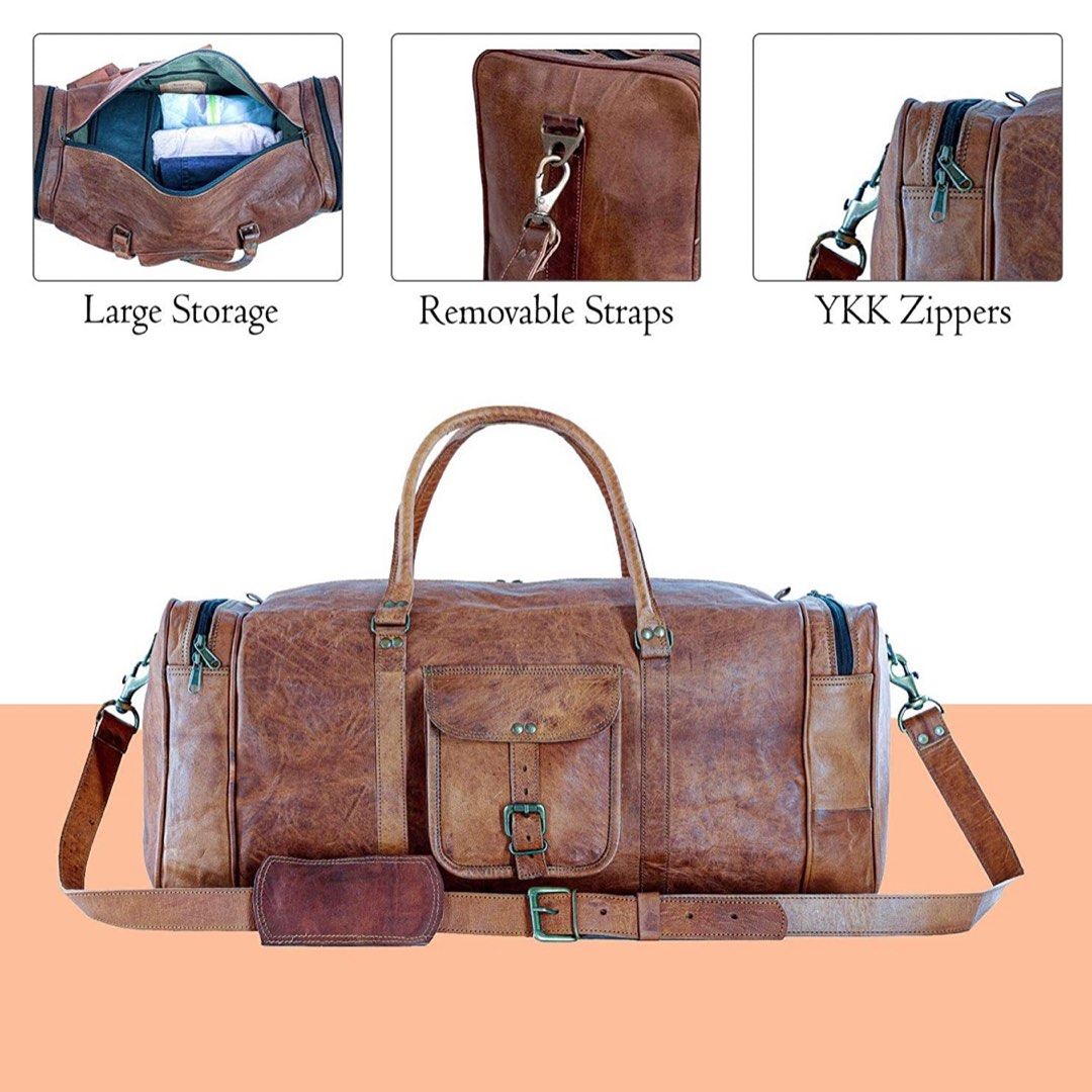 24 full grain leather duffel bag Hobbies Toys Travel Luggage