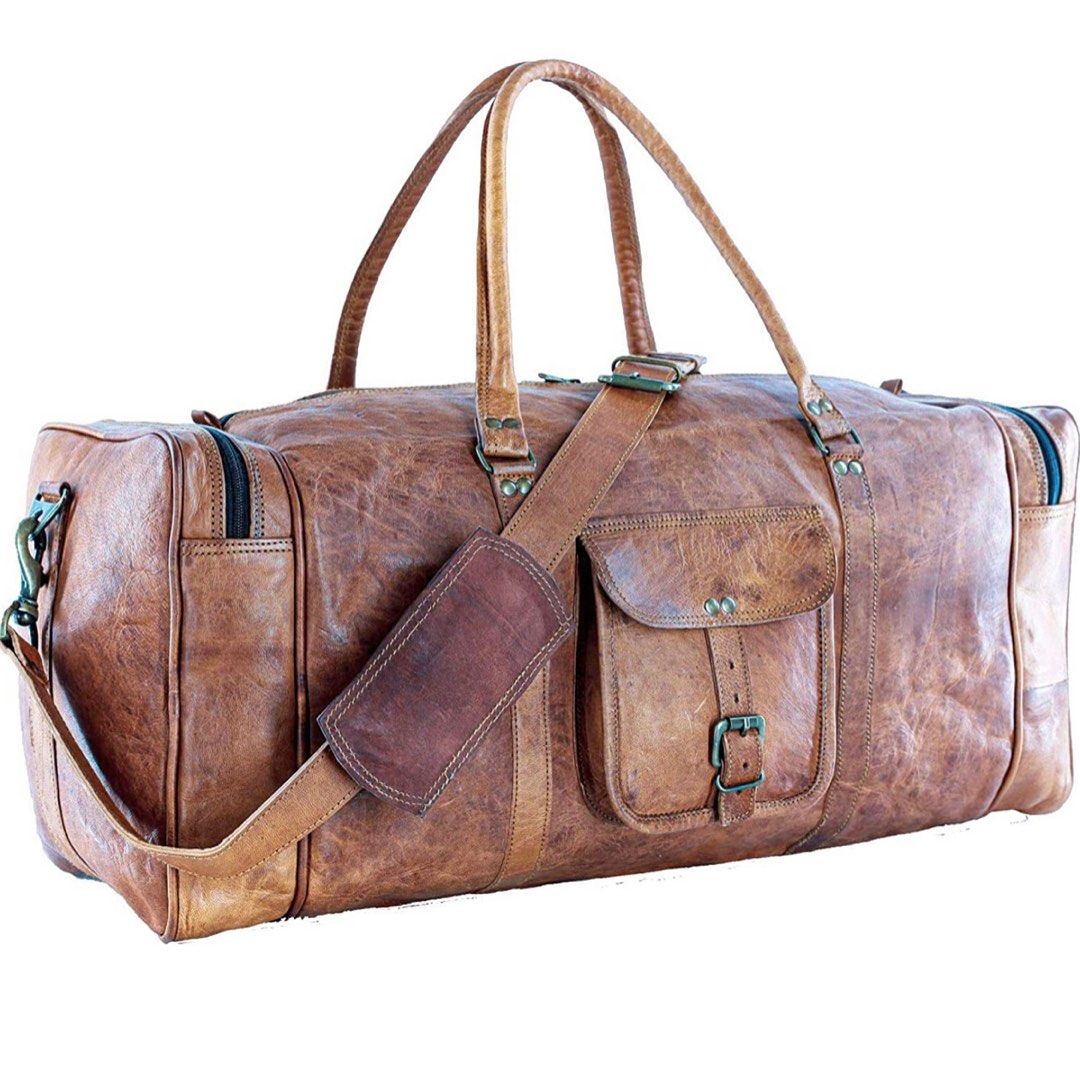 Mens leather duffle bag clearance with wheels