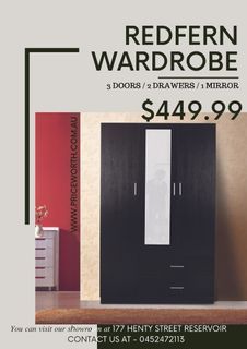 3-DOOR WARDROBE FOR SALE!!! WHOLE SET IN ONE ONLY FOR $449.99!!!