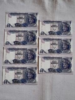7 Pieces Malaysia 6th Series 1986-1995 Running Number $1 Banknote