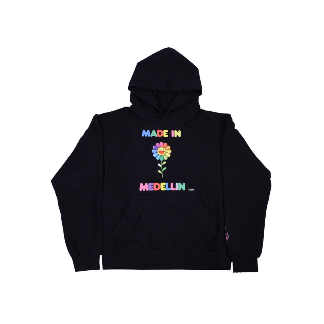 村上隆/ Made in Medelin 彩色太陽花黑色衛衣HODDIES L size 大碼